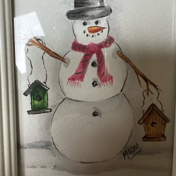 Original Watercolor by Mary Ann Dougherty, Snowman. - Picture 6 of 8